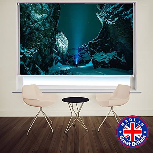 NIGHT LIGHT INTO SPACE SNOWY LANDSCAPE Printed Picture Blackout Photo Roller Blind - Custom Made Printed Window Blind