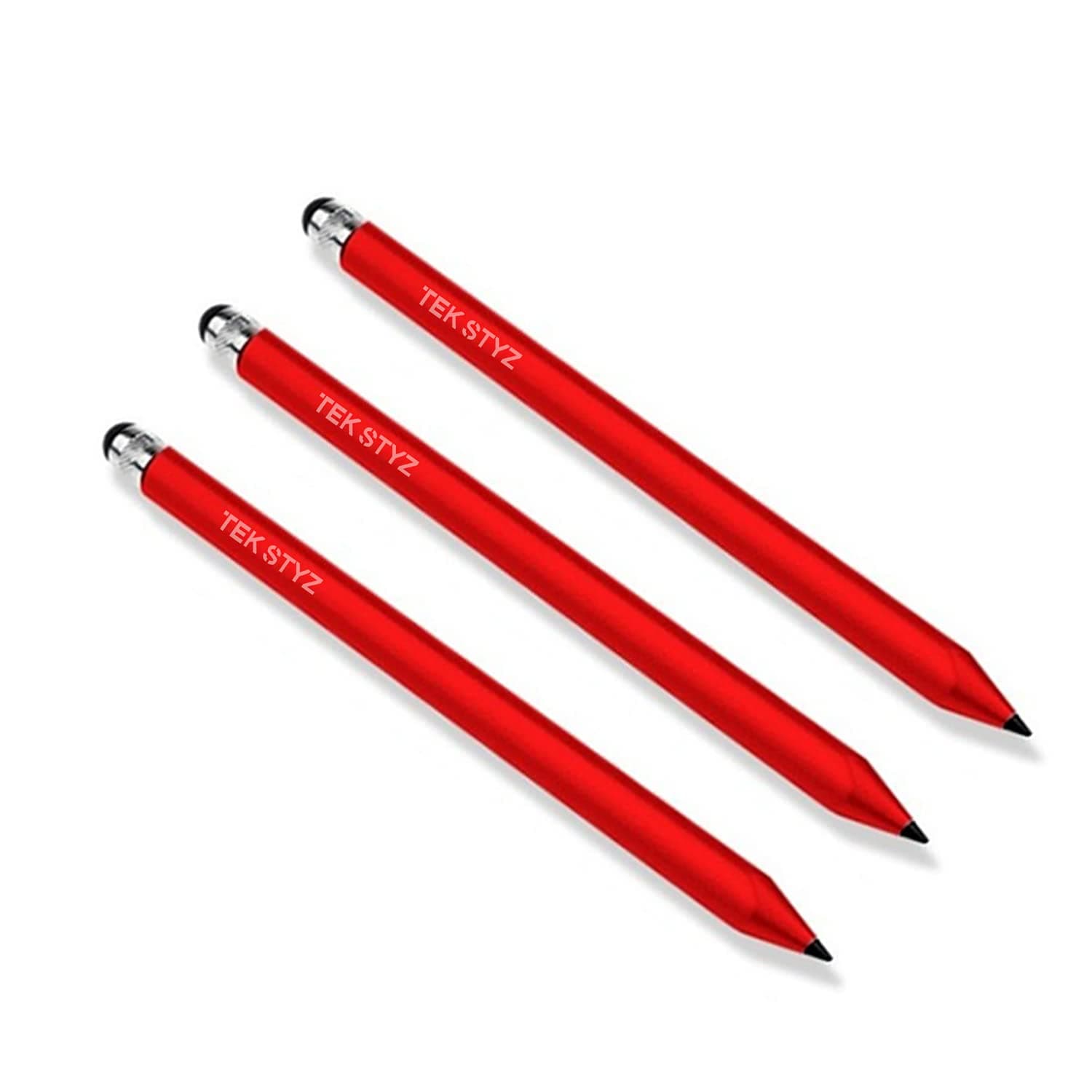 Tek Styz Pro Stylus Capacitive Pen Works for Samsung Galaxy S21+ 5G/Plus/Ultra with Upgraded Custom High Precision Touch Full Size 3 Pack! (RED)