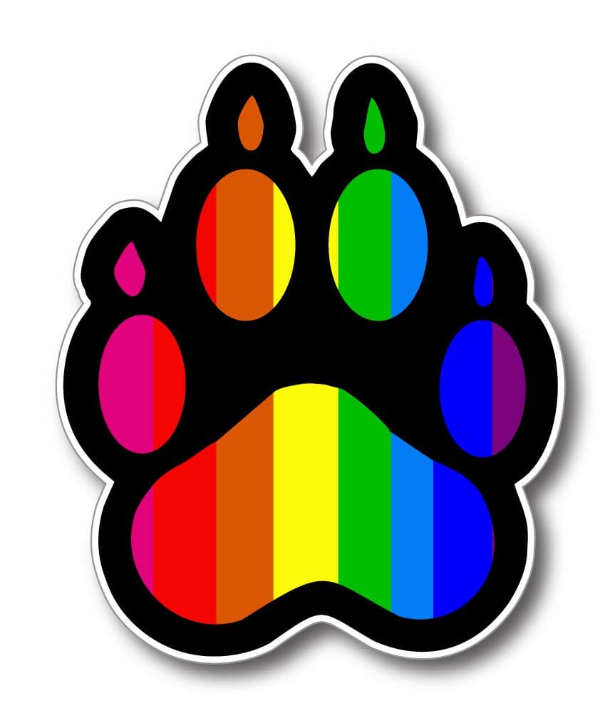 StickerJOE Gay Pride Rainbow Bear Paw Print Bumper Sticker 4" X 5"