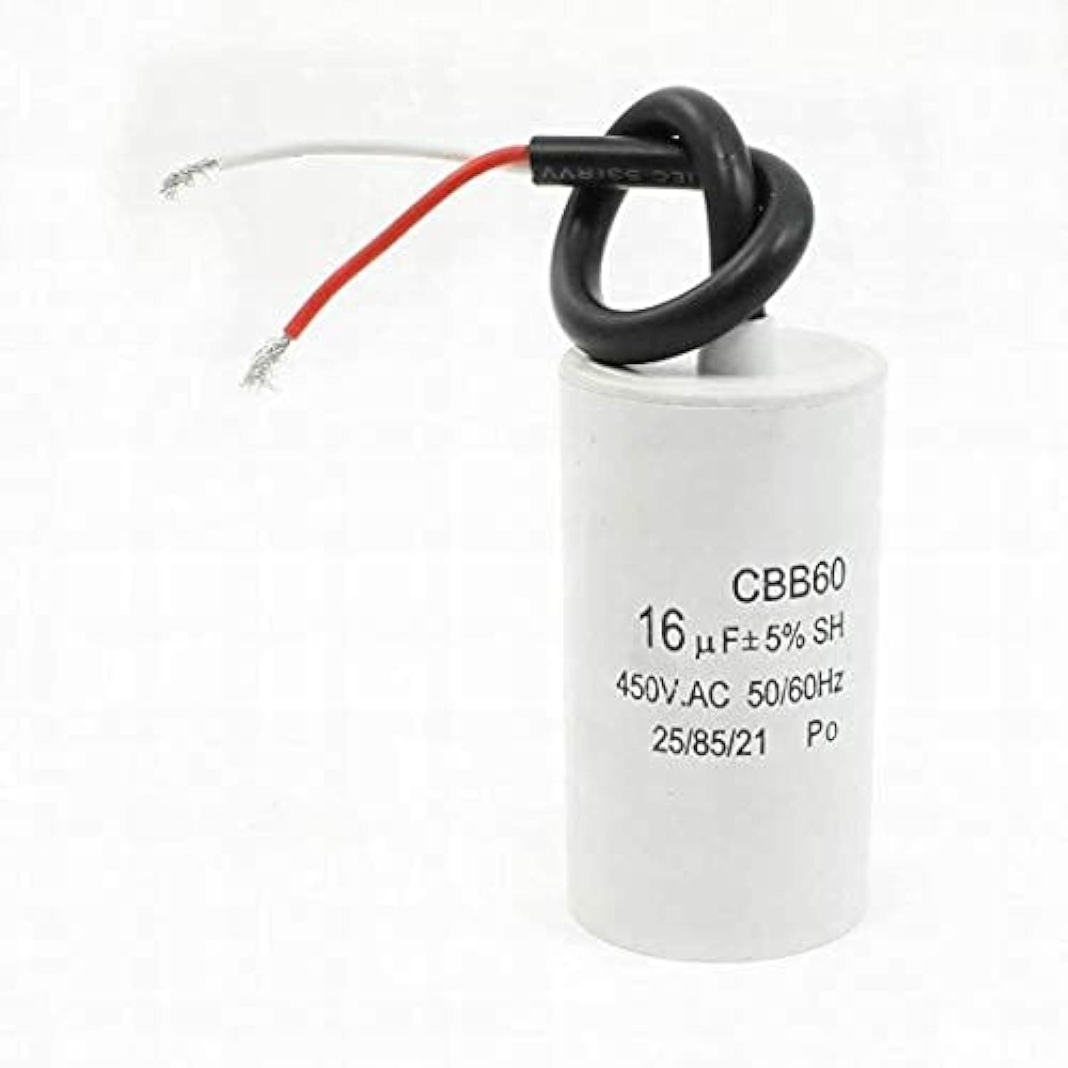 Cbb60 Motor Capacitor with Wire Lead 16Uf 450Vac Frequency 50/60Hz White Capacitor