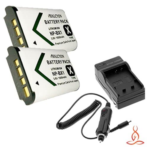 Two Halcyon 1800 mAH Lithium Ion Replacement Battery and Charger Kit for HDR-AS10 HD Action Camcorder and Sony NP-BX1