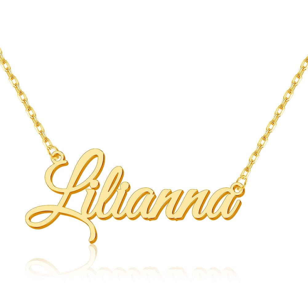 YopicksCustom Name Necklace Personalized, 18K Gold Plated Sterling Silver Name Necklace for Women Gift