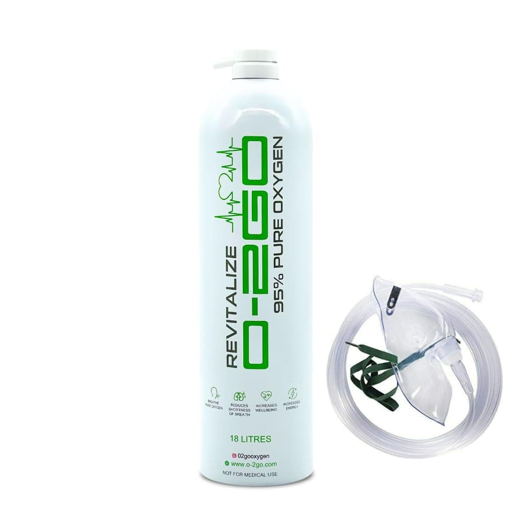 18L Oxygen Can with Mask and Tube - revitalize 95% Pure Oxygen in a Lightweight Portable Canister | Take A Moment & Breathe with O-2GO Oxygen Cans (1 can 1 mask)