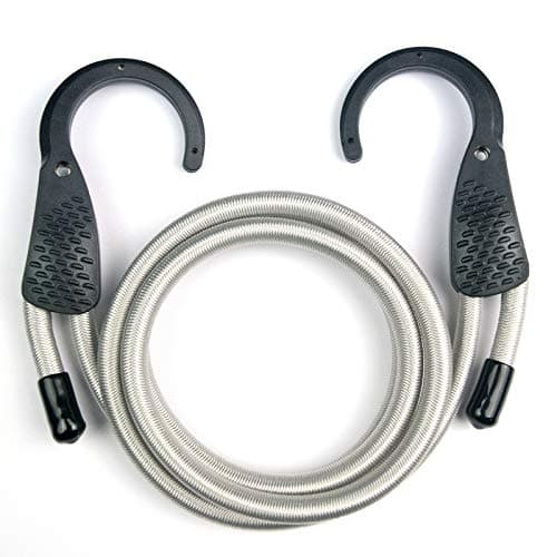 48-Inch Gray/Black Adjustable Heavy-Duty Bungee Cord with Extra Wide Opening Steel Hooks(Gray)