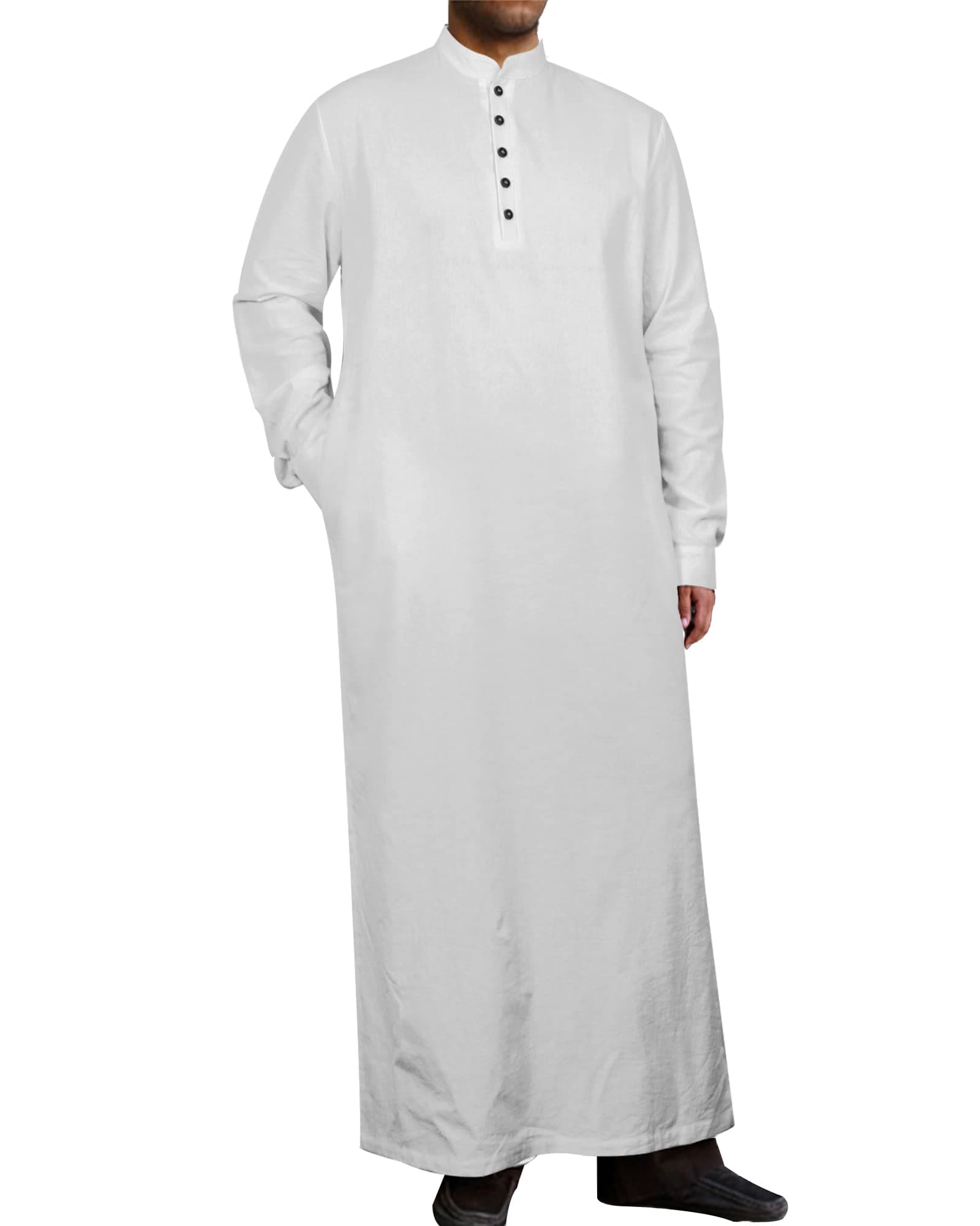 Muslim Thobe for Men Button down Mens Caftans Big and Tall Mens Arab Thobe with Pocket