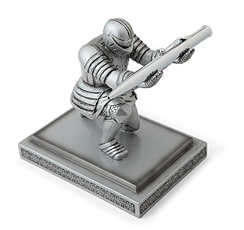 fgghfgrtgtg Resin Knight-Kneeling Pen Holder Desktop School Office Student Gift Pencil Stand and Metal Pen