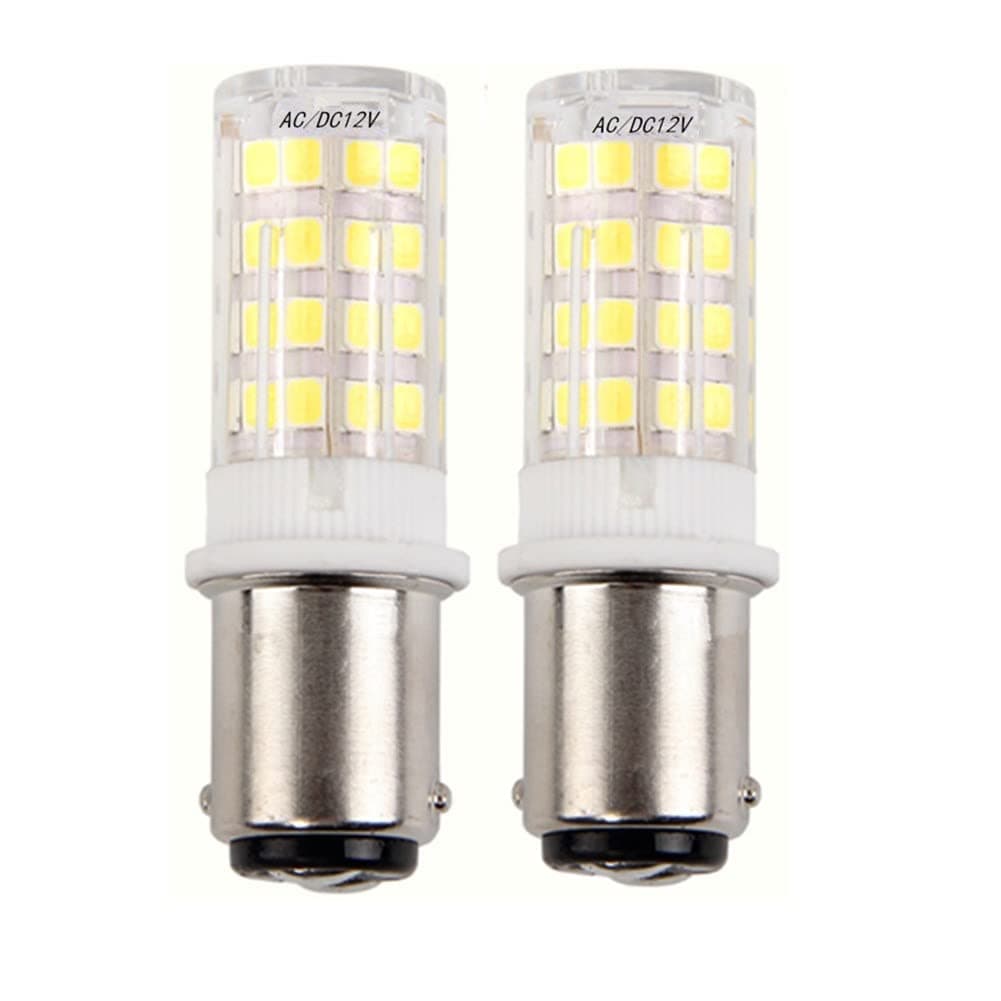 5W Ba15d LED Light Bulb 12V 24V Daylight White 6000K 35W Equivalent, Double Connect SBC Bayonet LED Replacement Lamp for Interior RV Camper Lighting (Pack of 2)