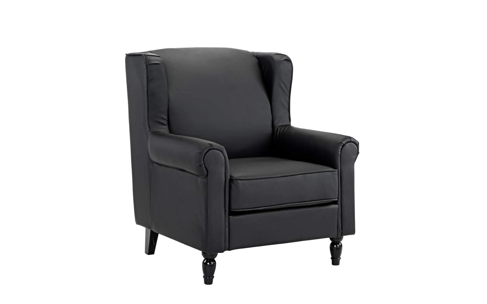 Classic Scroll Arm Faux Leather Accent Chair (Black)