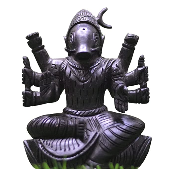 GHST Varahi Amman Statue 4 Inches in Karungali, 100% Natural Made of Original Ebony Wood (Pack of 1) Handmade Carving Ideal for Pooja