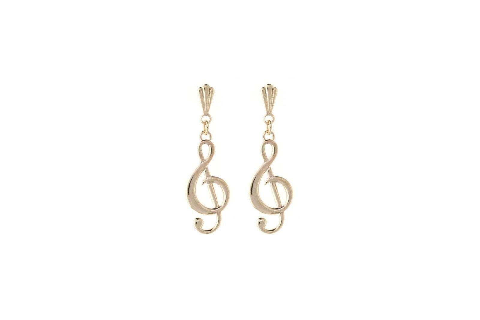 Andralok9ct yellow gold large treble clef Andralok drop earrings / Gift box