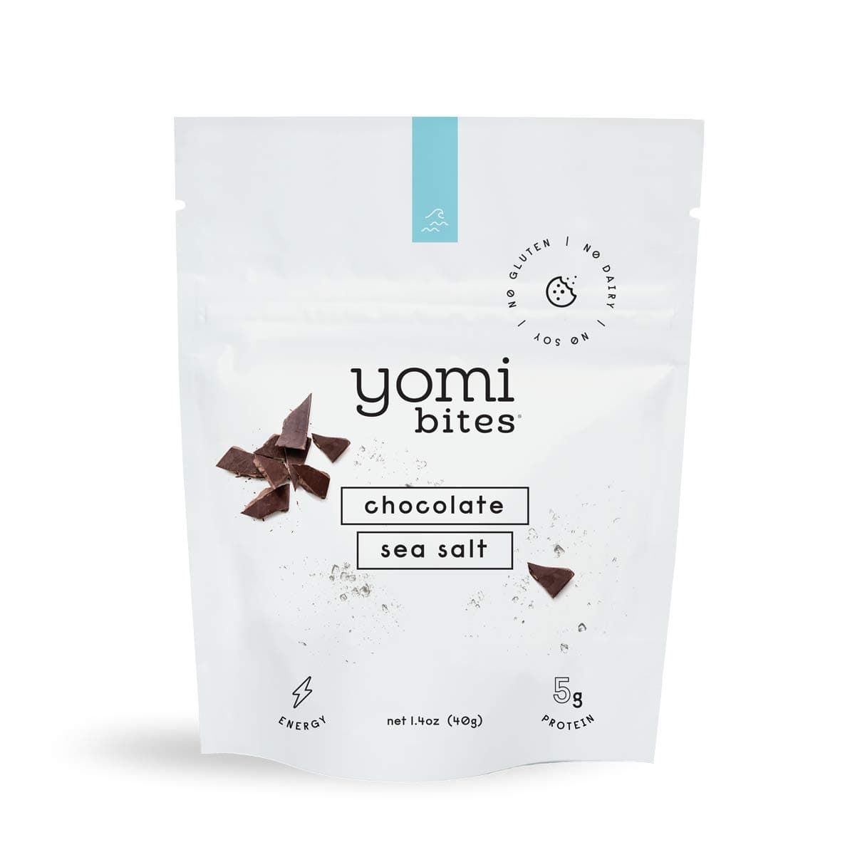 Chocolate Sea Salt Yomi Bites - 5g. Protein, Gluten Free, Dairy Free, Soy Free, Pack of 10