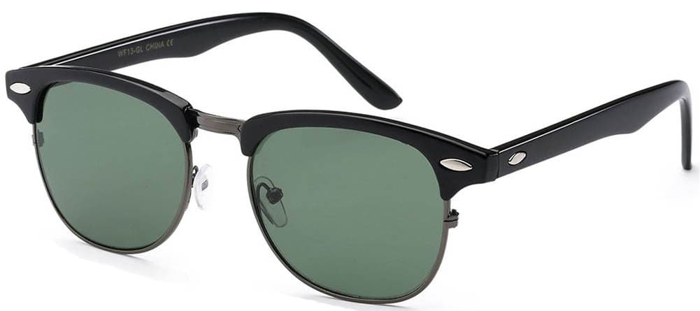 OWLRetro Style Half Frame Sunglasses Metal Frame Smoke and Clear Lens