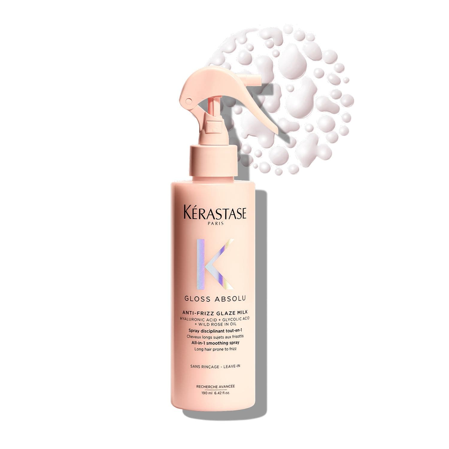 Gloss Absolu Anti-Frizz Heat Protectant Spray For Glossy Hair | Fine To Medium Hair | 4-Days Anti-Frizz | With Hyaluronic & Glycolic Acid, Wild Rose-In-Oil | 190ml