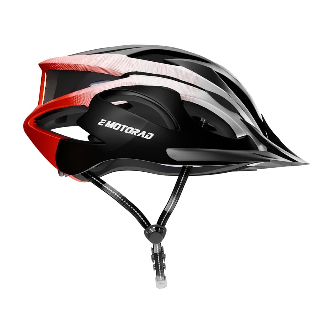 E MOTORAD - RIDE THE ELECTRIC REVOLUTION Cycling Helmet with Rear LED for Visibility and Front Visor for Smooth Riding and Light Weight Adjustable Bicycle Helmet