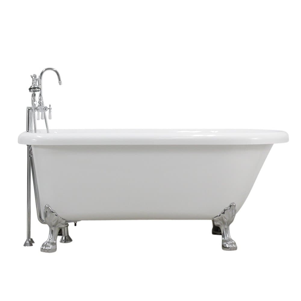 53" CoreAcryl Acrylic Classic Clawfoot Bath Tub and Faucet Pack (Chrome)