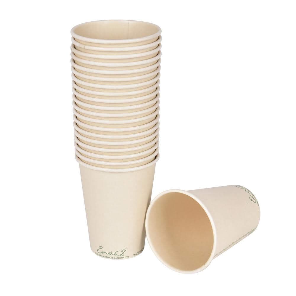 100% Compostable Disposable Coffee Cups [12oz 20 Pack] Paper Cups Made from Bamboo, Eco-Friendly, Biodegradable Premium Party Cups, Natural Unbleached by Earth's Natural Alternative