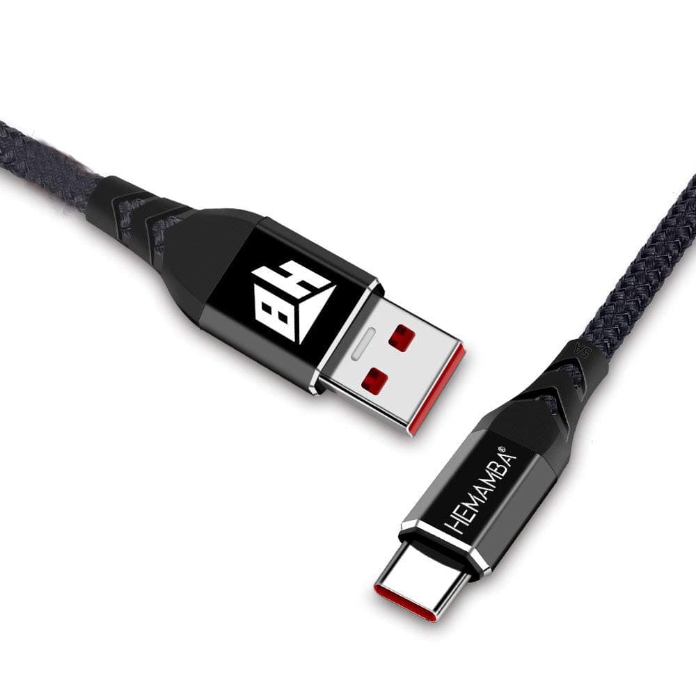 USB C Cable, Hemamba USB Type C Cable,Quick Charging and Data Transfer 5 Amp Cable. Rated at 5 Amps! Braided fire Resistant Jacket, Supporting Qualcomm QC 2.0, 3.0, 4.0 and 4+ QC.(1.2M)