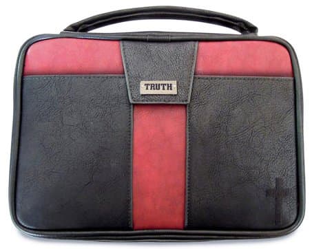 Bible Cover - X Large - 8 In X 11 X 2 - Black/red Leather Look - Truth