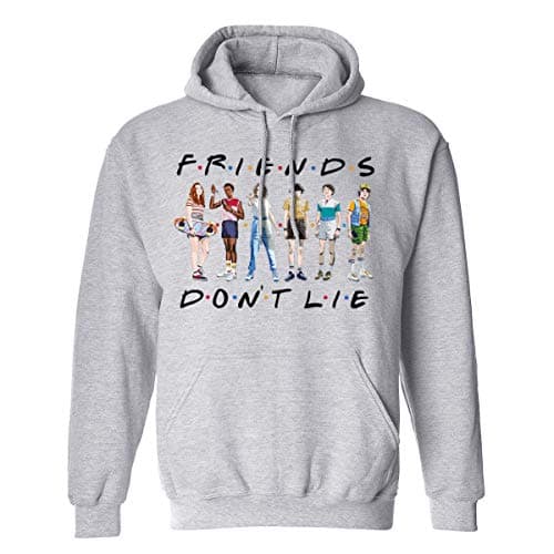 ENVMENST Stranger Things Shirt Eleven Friends Don't Lie Hoodie Pullover Sweatshirt for Women Men (Light Gray, L)