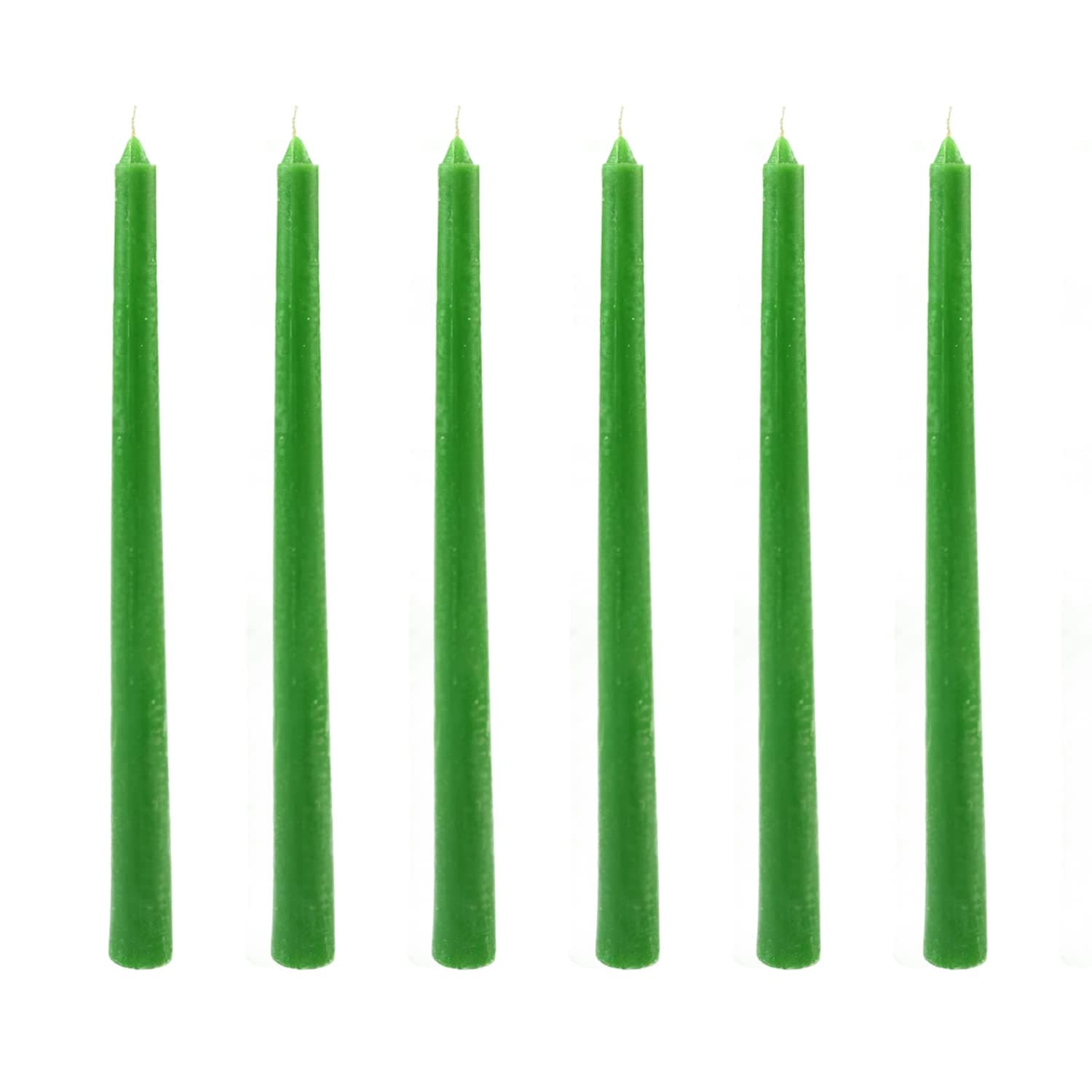 SITARA CRAFTS® Long Houseold Green Taper Candles | Unsented | Dripless Candlesticks |10-Inch Tall | 8 Hour Clean Long Burning | Set of 6| Party and Special Occasions