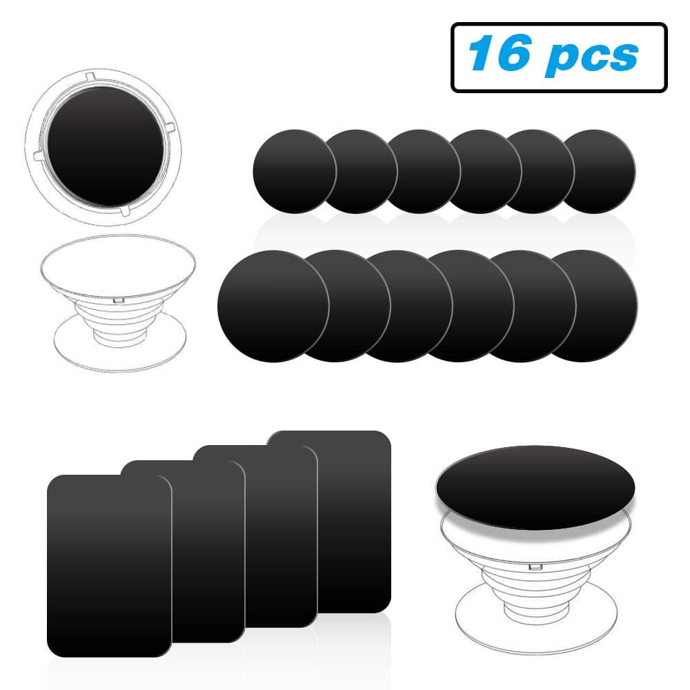 Ozgoe Happy Bell Mount Metal Plate with Sticky Adhesive Pad for Collapsible Grip & Stand/Magnetic Phone Car Mount/Magnet Cradle Holder,Black