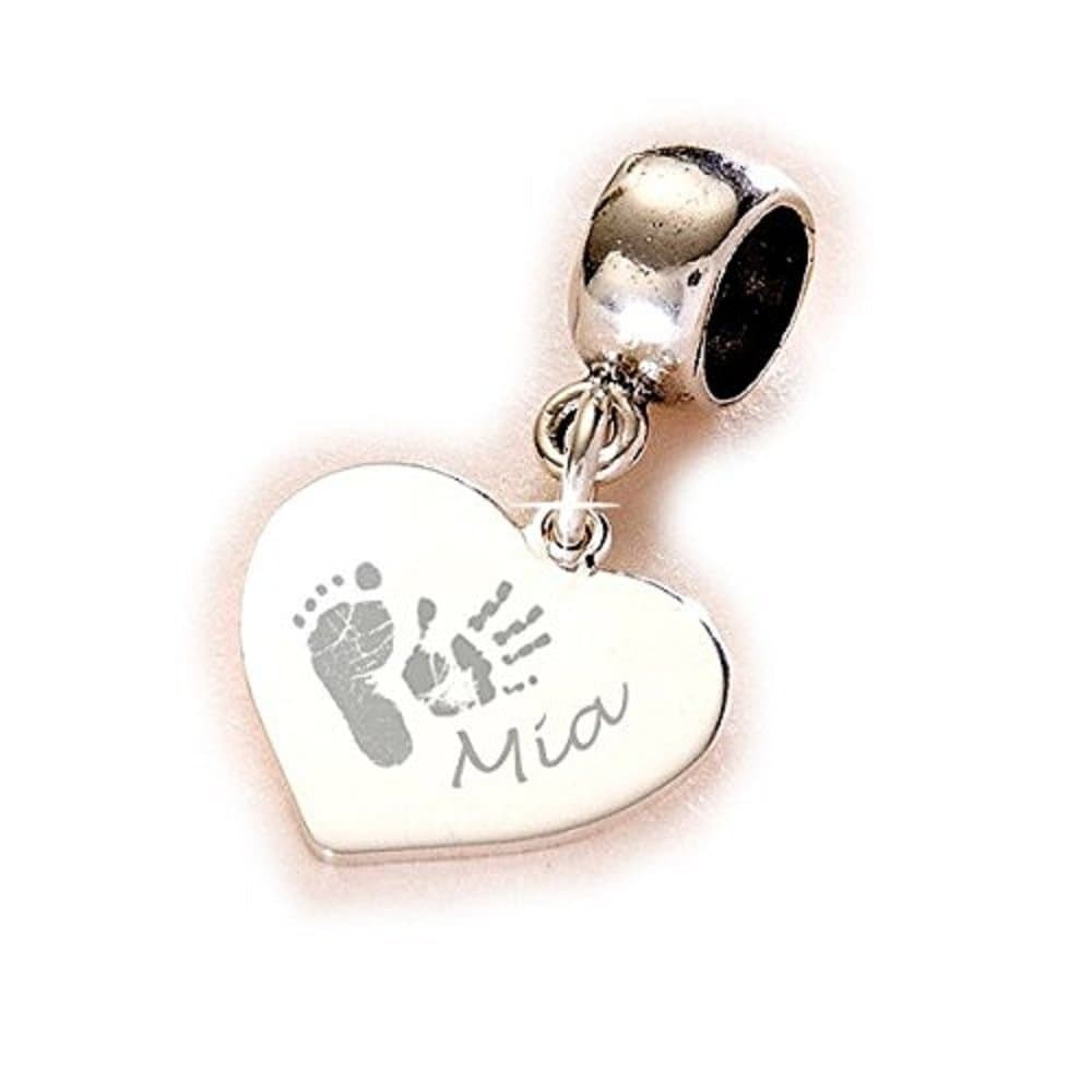 FINGERPRINT JEWELLERY SILVER CHARM WITH HANDPRINTS, FOOTPRINTS - DOUBLE SIDED ENGRAVING