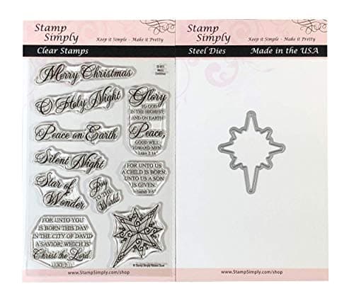Clear Stamps and Die Christian Religious Merry Christmas Star (2-Pack) 4x6 Inch Sheets - 11 Pieces