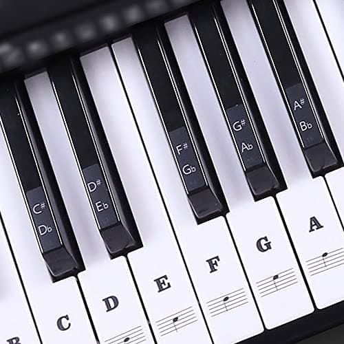 Piano Keyboard Stickers for Beginners 88/61/54/49/37 Key. Large Bold Letter Piano Stickers Perfect for kids Learning Piano, Transparent and Removable