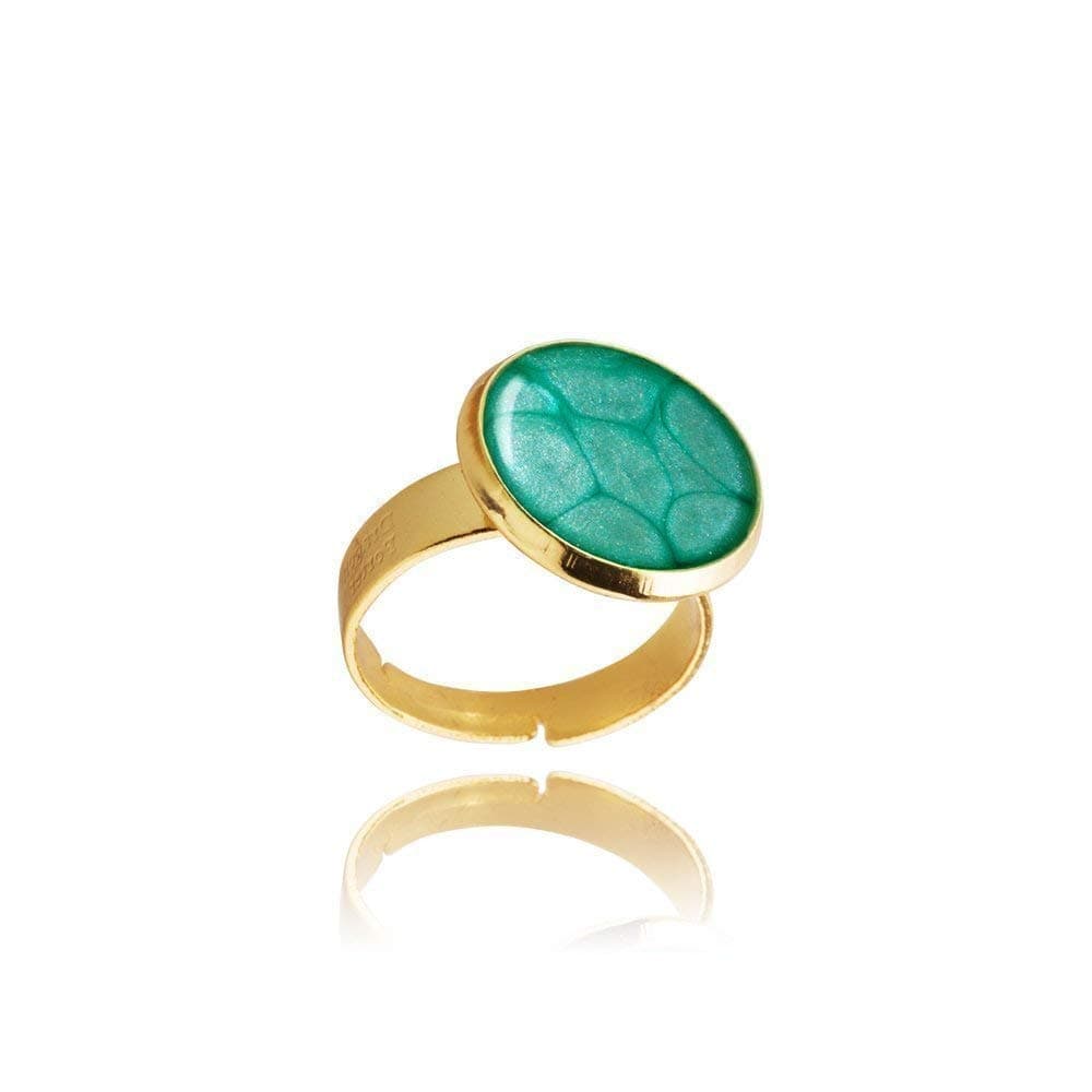 Lovely Small Round Adjustable Rings; Everyday Surprise Gift for Girlfriend (Blue Turquoise Gold)