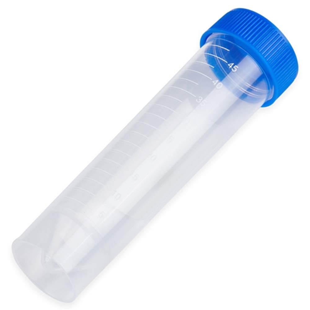 50ml Graduated Centrifuge Tube, PP Materials, Self-Standing, Disposable, Blue Cap, Sterile, Karter Scientific 403T1 (Case of 500)