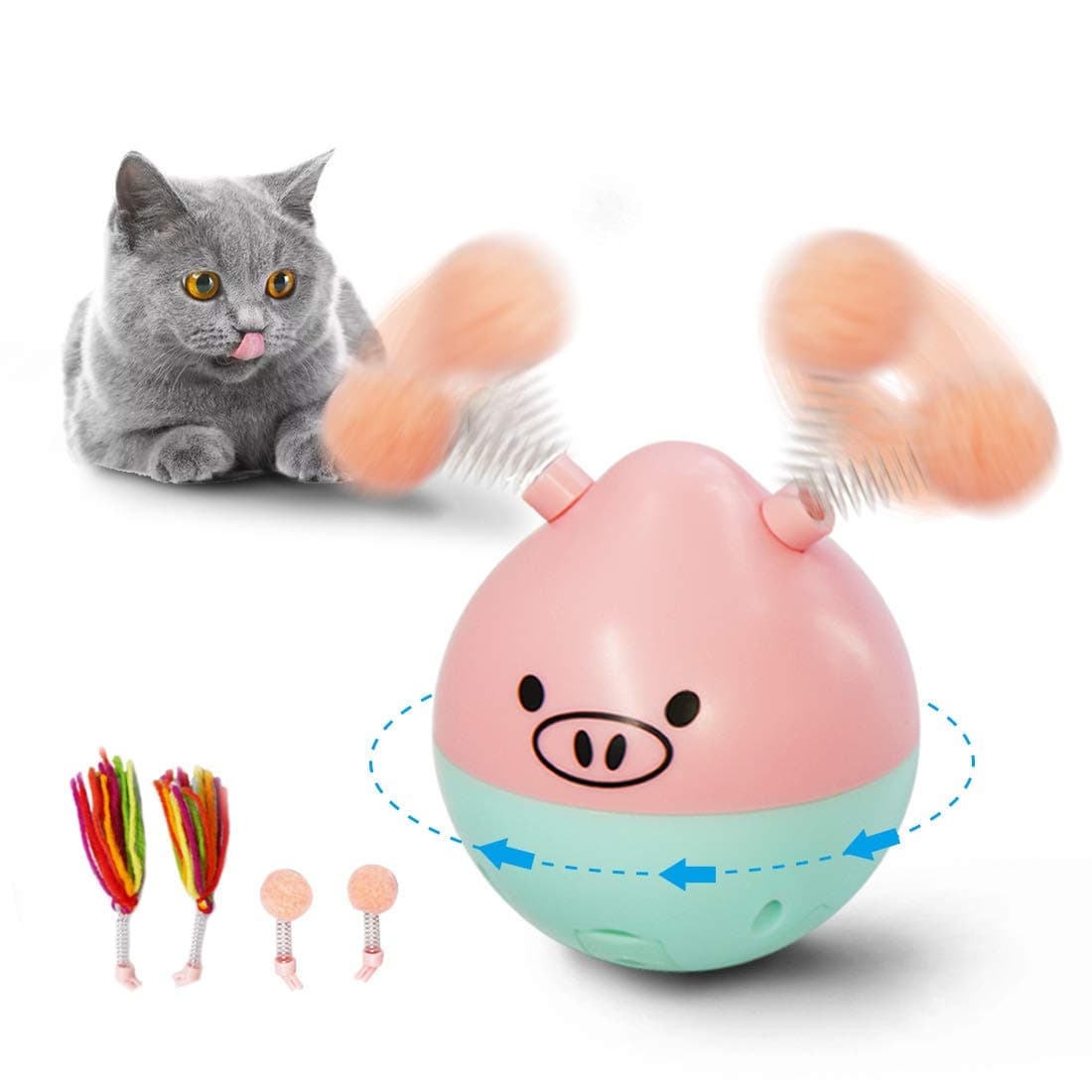 FOFOS Interactive Cat Toy Ball Toys Automatic Spinning Electronic Multi-Function Tumbler Chaser