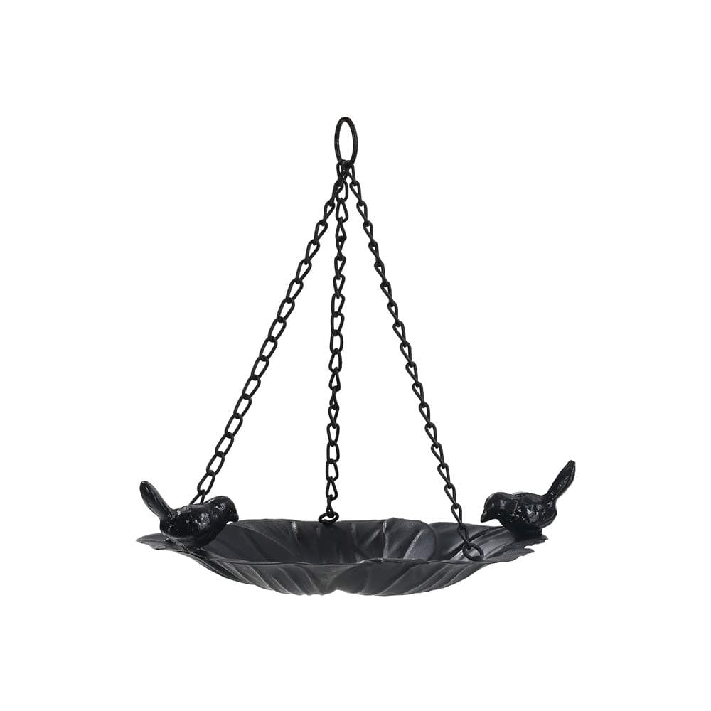 Jemeni Wild Bird Feeder Tray - 10.7 Inch Hanging Seed Plate for Garden, Backyard, Patio - Attracts Birds, Durable & Easy to Clean (Black)