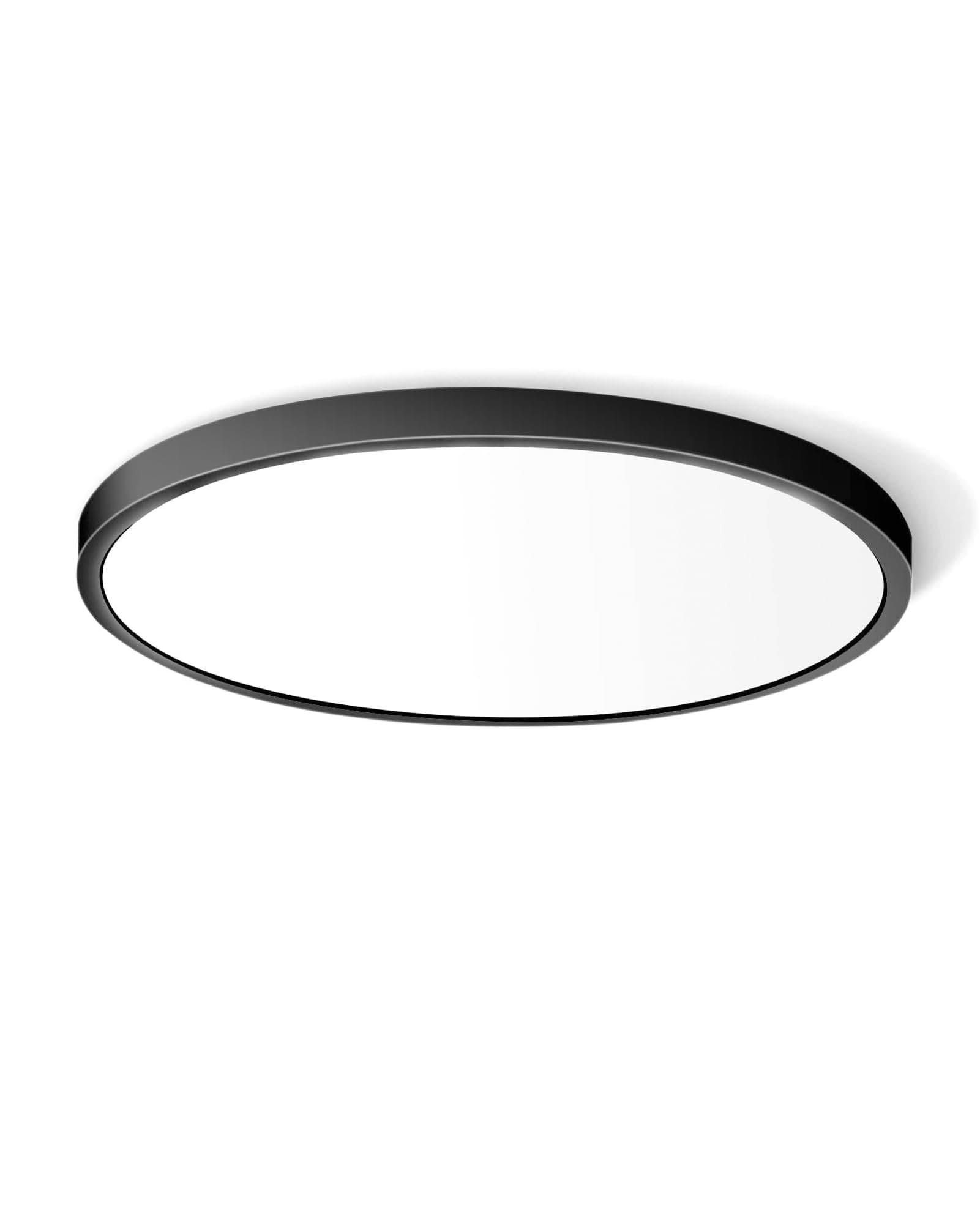 12 Inch 24W Flush Mount LED Ceiling Light Fixture, 6000K Daylight White, 3200LM, Flat Round Ceiling Light Fixture, 240W Equivalent Black Ceiling Lamp for Closets, Kitchens, Stairwells, Bedrooms.etc.