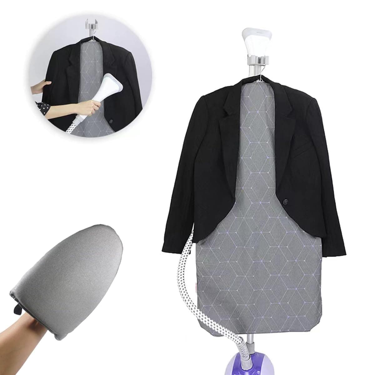 Garment Steamer Hanging Ironing Board Press Pad For Standing Handheld Garment Steamer Accessory Water-Proof Anti-Steam Remove Wrinkles Ironing Mat Pad（Steam Board & Gloves）