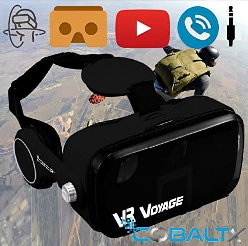 COBALTX 360 Video VR Headset 360 Virtual Reality Glasses for iPhone Android Smartphone VR Box 3D VR Headset Glasses with Built in Stereo Headphones Hands Free Phone AUX Input & VR APPS (Grey)