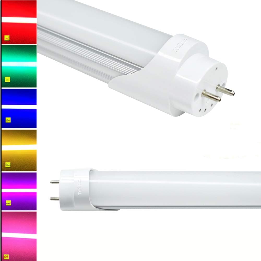 T8 LED Tube Lamp Light ,120 cm 4ft 18W , Frosted Cover, LED Bulb , Longer Life Hours, Super Bright, Power Saving, 6 Colors Available ( Yellow /Red / Green / Purple / Blue / Pink ) - 15pcs
