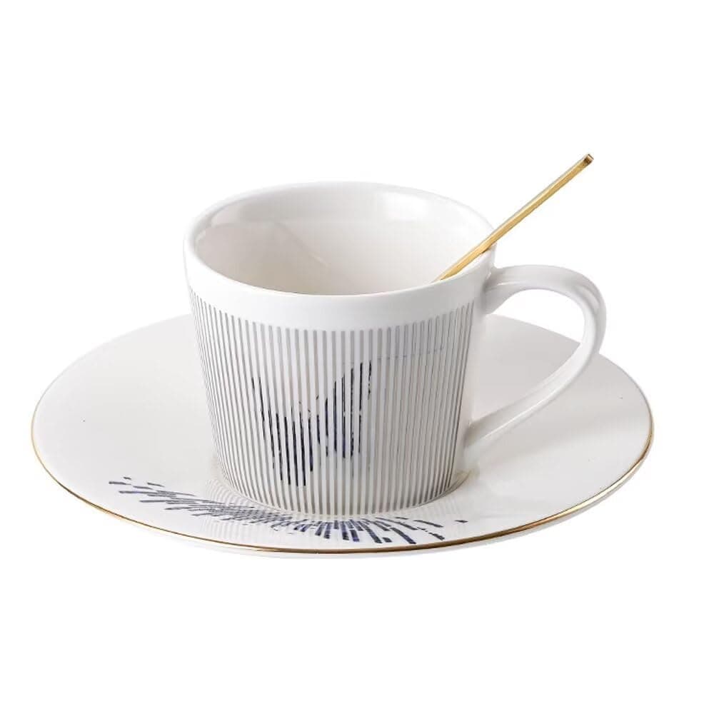 SENIURISAnamorphic Tea Cups and Saucers Set, Perfect Porcelain Tea Cups for Espresso Coffee Cappuccino Milks or Tea Time.（Sliver Butterful）