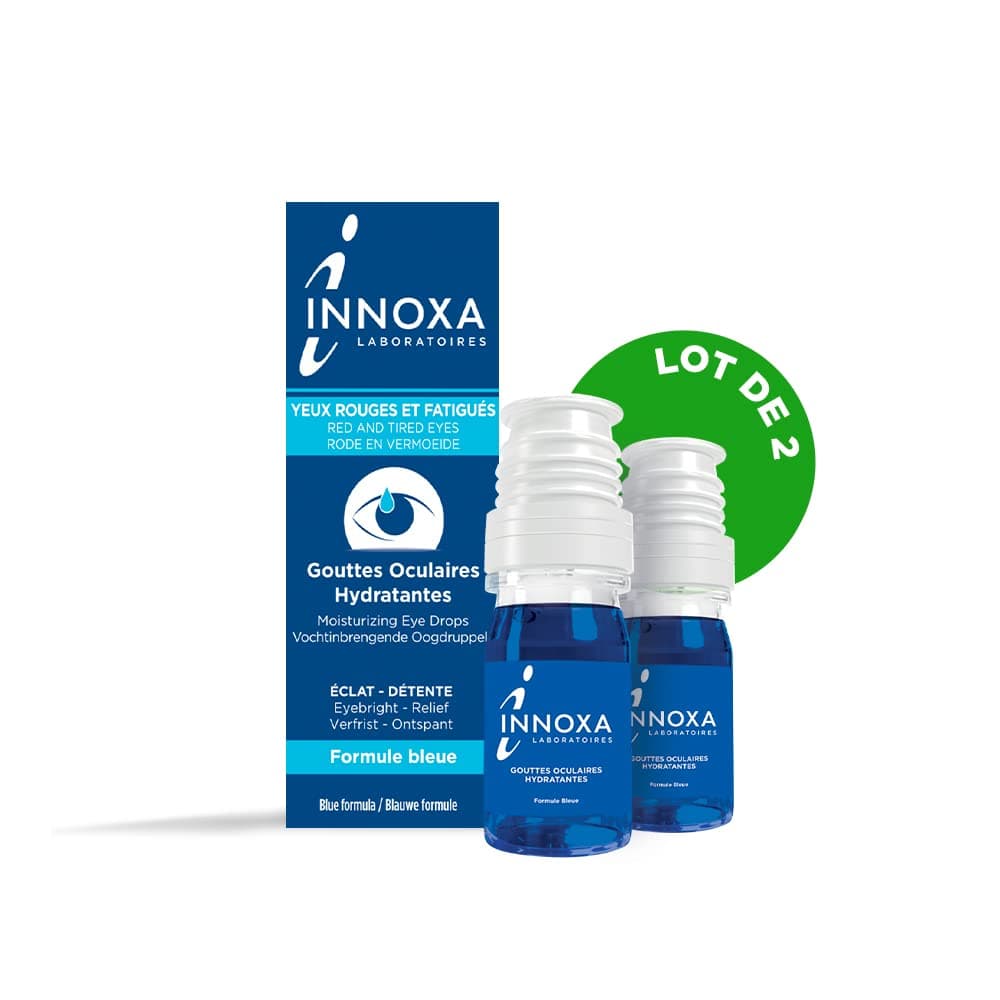 INNOXA - Blue Formula Drops - Eye Drops - Repairs Red and Tired Eyes - Original Formula - Made in France Sterile and Without Preservatives - 10 ml - Pack of 2 x 10 ml