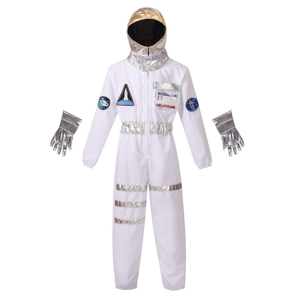 LMYOVE Astronaut Costume for Kids, Space Jumpsuit with Helmet and Gloves, Role Play Halloween Party