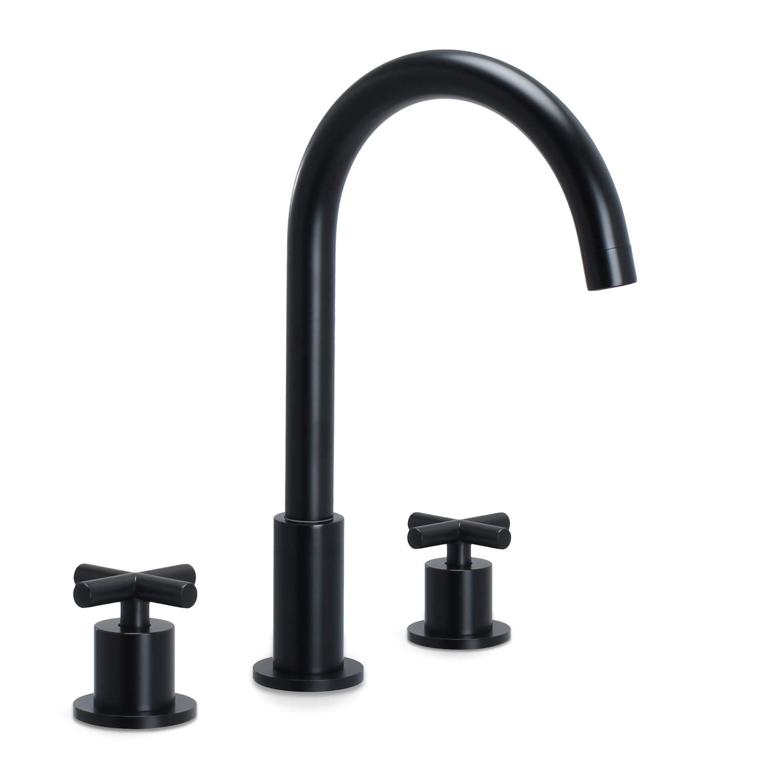 Two Handle Bathroom Faucet Matte Black Cross Handle Lavatory Faucets Three Hole 8 Inch Widespread