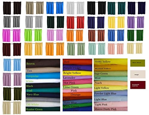 Solid Color Curtains, Cafe, laundry room Tiers, Campers, RV, bathrooms, Tiers, Pink, Orange, Rust Burnt, Slate Blue, Kelly green, Royal Blue, Gold, Mustard yellow Custom Size Avble, 24" or 30" Long