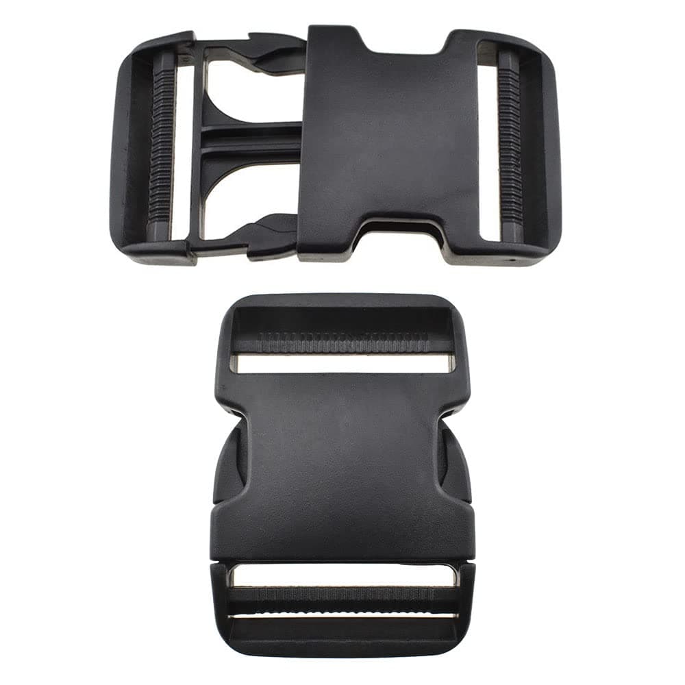 SGH Pro Extra Thick Military Grade Dual Adjustable Quick Side Release Buckles Clips Snaps 2' Wide 2 Pack No Sewing Heavy Duty Plastic Replacement for Nylon Strap Webbing Boat Cover Backpack Fanny Pack
