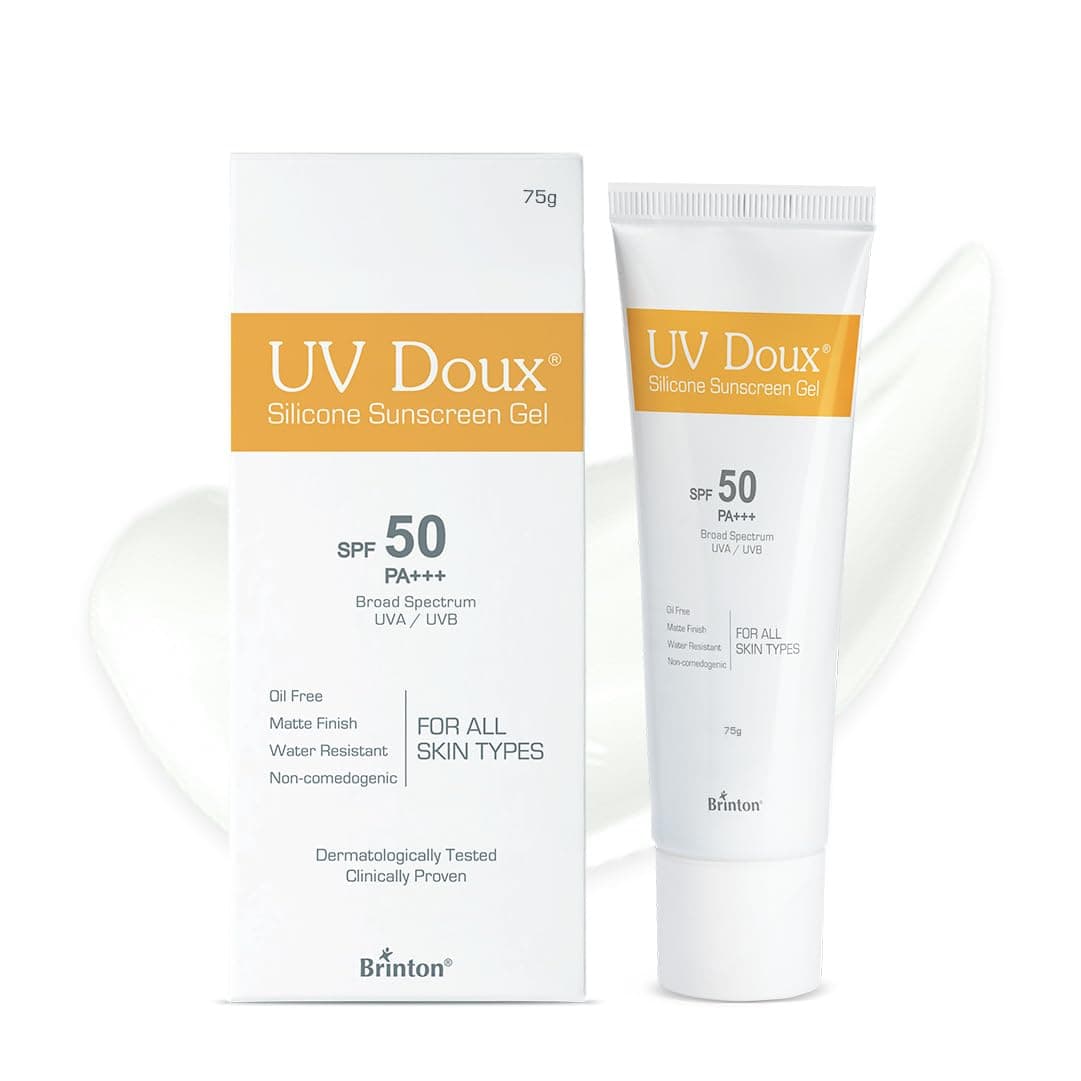 UV Doux Sunscreen Gel SPF 50 PA+++ | Broad Spectrum UVA & UVB | No White Cast | Benzene-Free | Dermatologist-Approved | Non-Comedogenic | Water-Resistant | For Oily, Acne & Sensitive Skin | 75 g