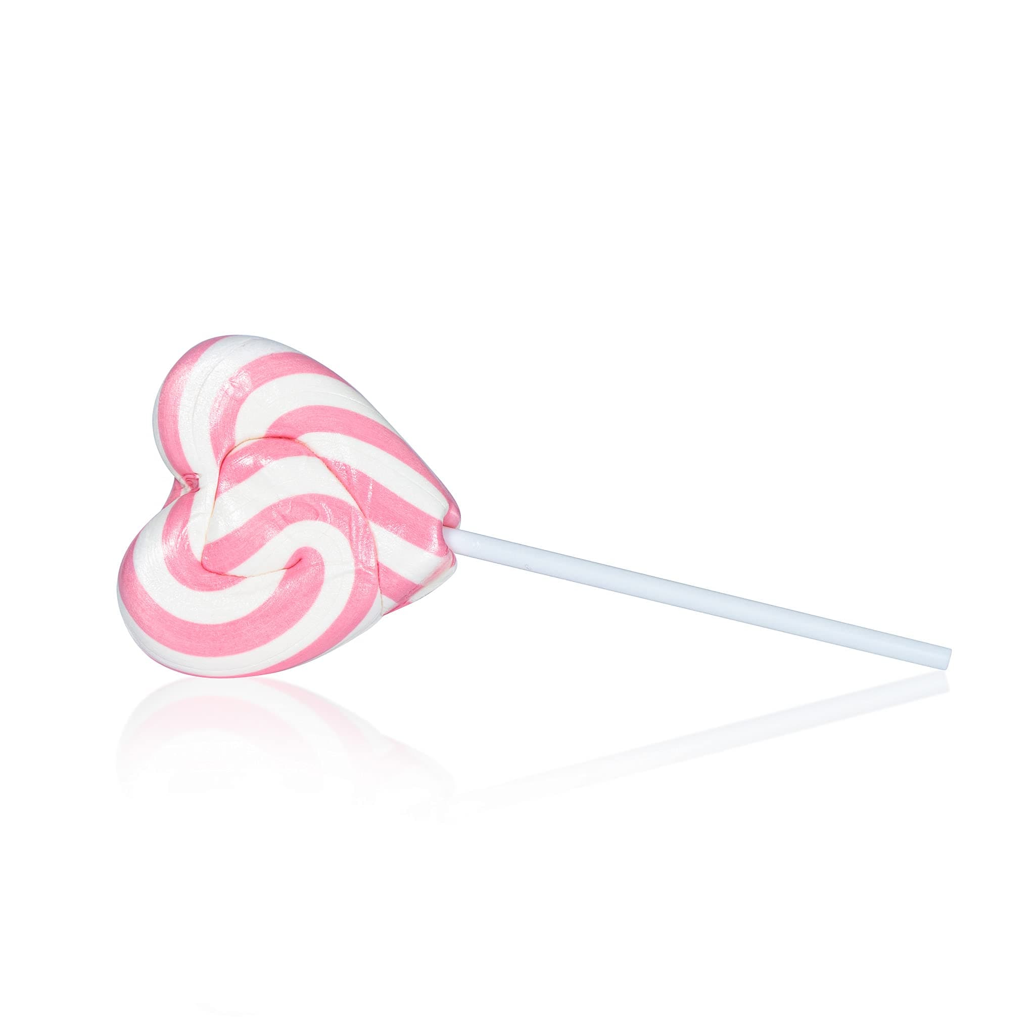 Pink & White Love Heart Lollipops - Heart Lollies - Swirly Lolly - Cake Toppers - 1 Lollipop (35g)