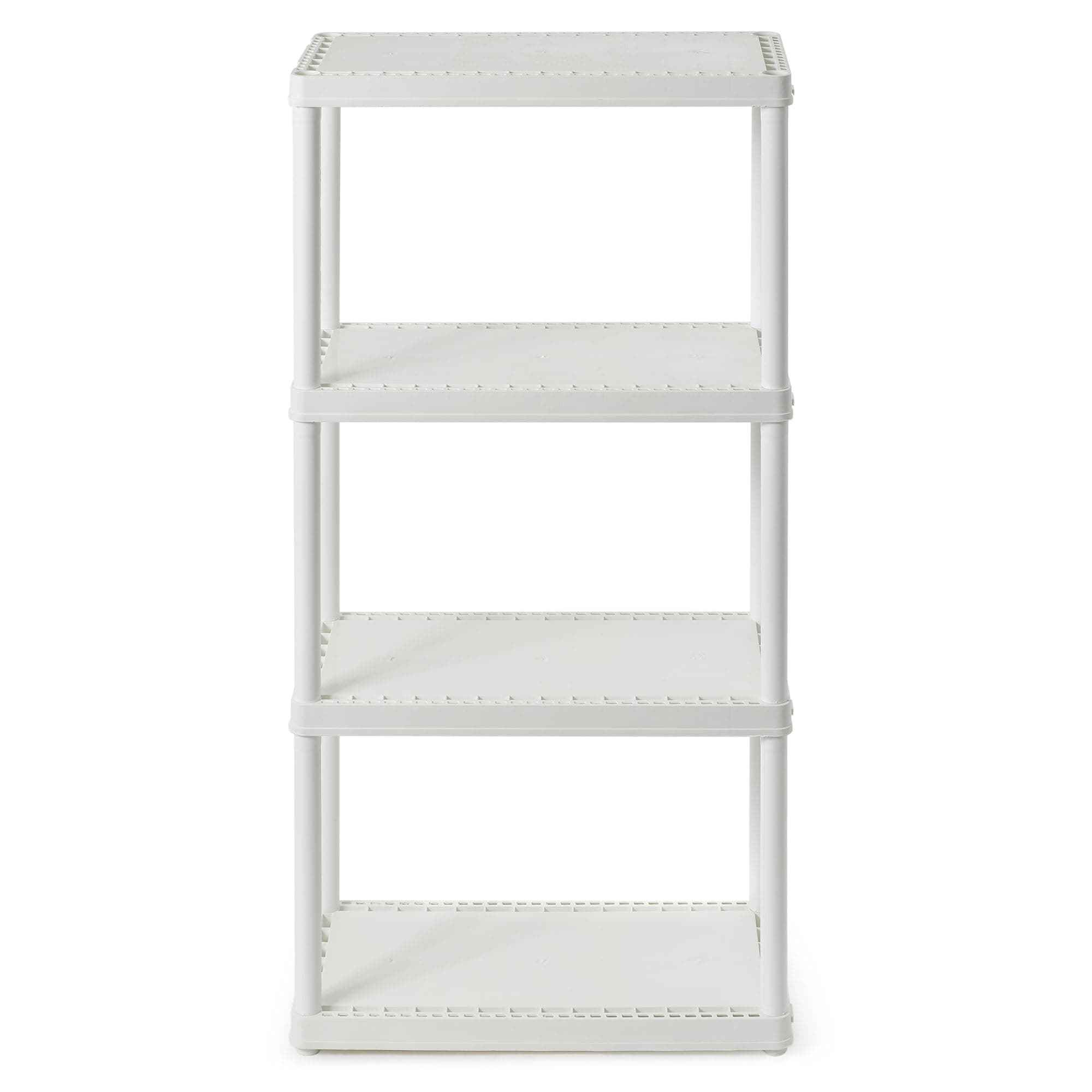 4 Shelf Fixed Height Solid Light Duty Storage Unit 12 x 24 x 48" Organizer System for Home, Garage, Basement, & Laundry, White