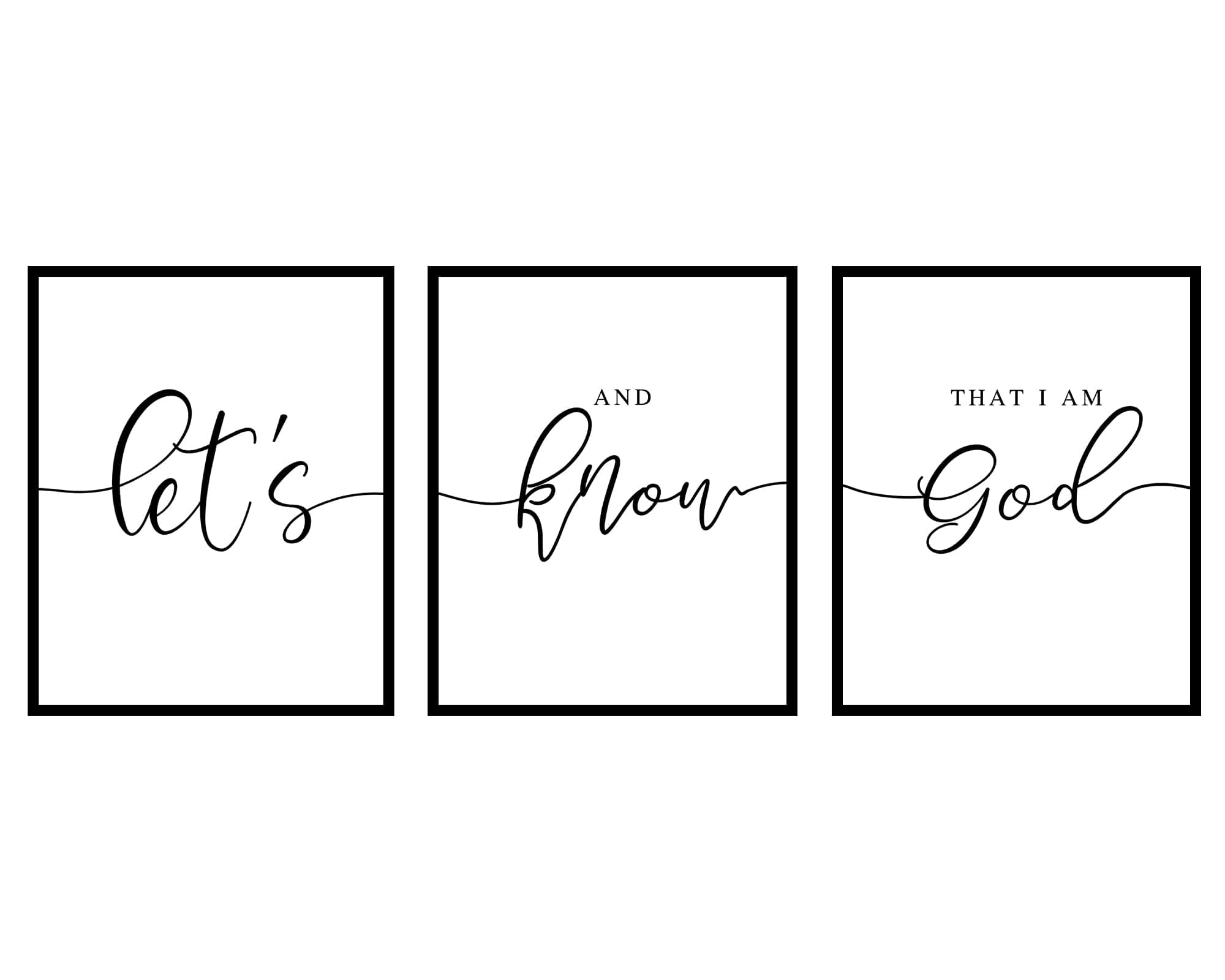 OFlyDesigns Be Still And Know That I Am God Prints Bedroom Above Bed Decor Minimalist Typography Farmhouse Home Style Wall Art Prints Set Decor, Set of 3 Prints, 11x14inch Unframed