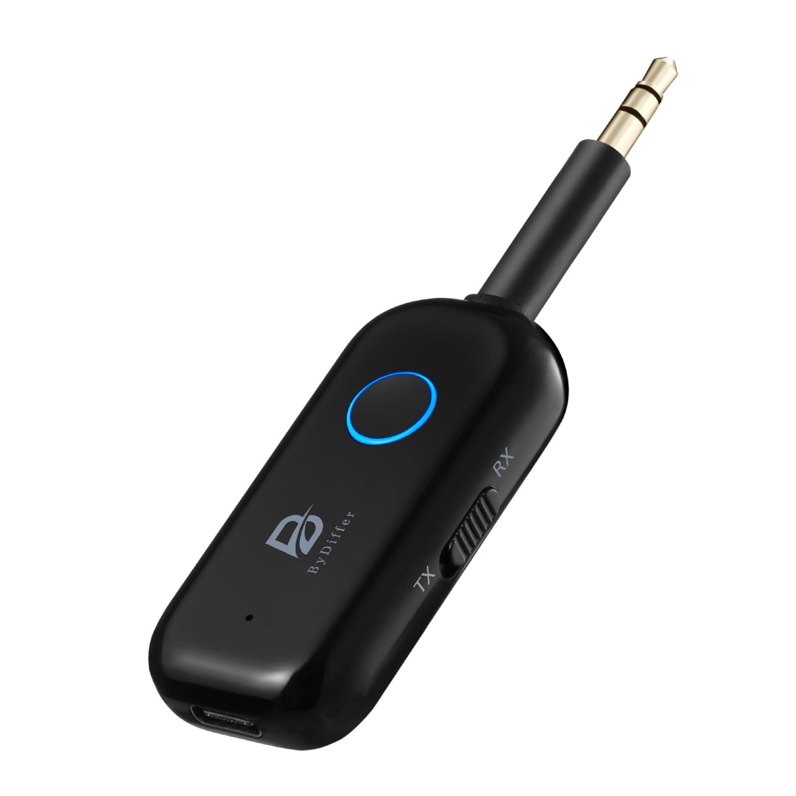 BYDIFFER Bluetooth 5.2 Audio Transmitter Receiver for TV to 2 Wireless Headphones, Dual Link 3.5mm Jack AptX Low Latency Aux Bluetooth Adapter for Car, Airplane, Home Stereo (Black)