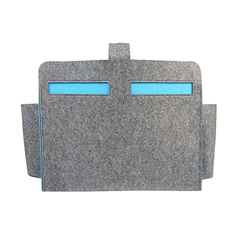 OYT Bedside Storage Organizer Bag,Hanging Felt Caddy Adjustable Strap Bottle Holder,Larger Storage Pocket Fits Book,Magazine,Remote Control,College Dorm Room Bunk Beds,Gray