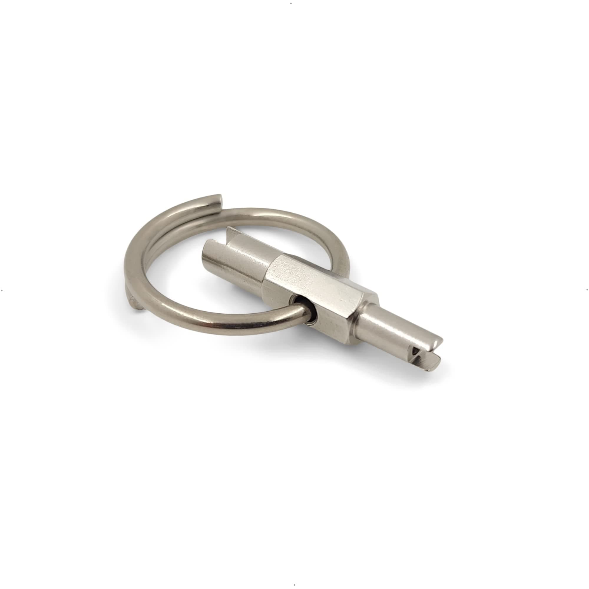 Pocket Valve Core Removal Tool Keychain - Made of Stainless Steel - Silver, Standard (Keychain)