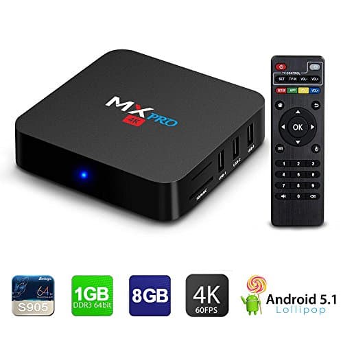 MX Pro Android tv box 64Bit Amlogic S905 Quad Core 1G+8GB Support Wifi 4K Network HD Smart Players